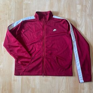 Vintage Y2K Nike Mesh Zip Up Track Jacket - Red/White